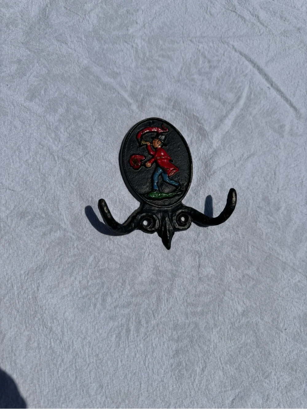 Vintage Cast Iron Colonil Fireman Double Wall Hook